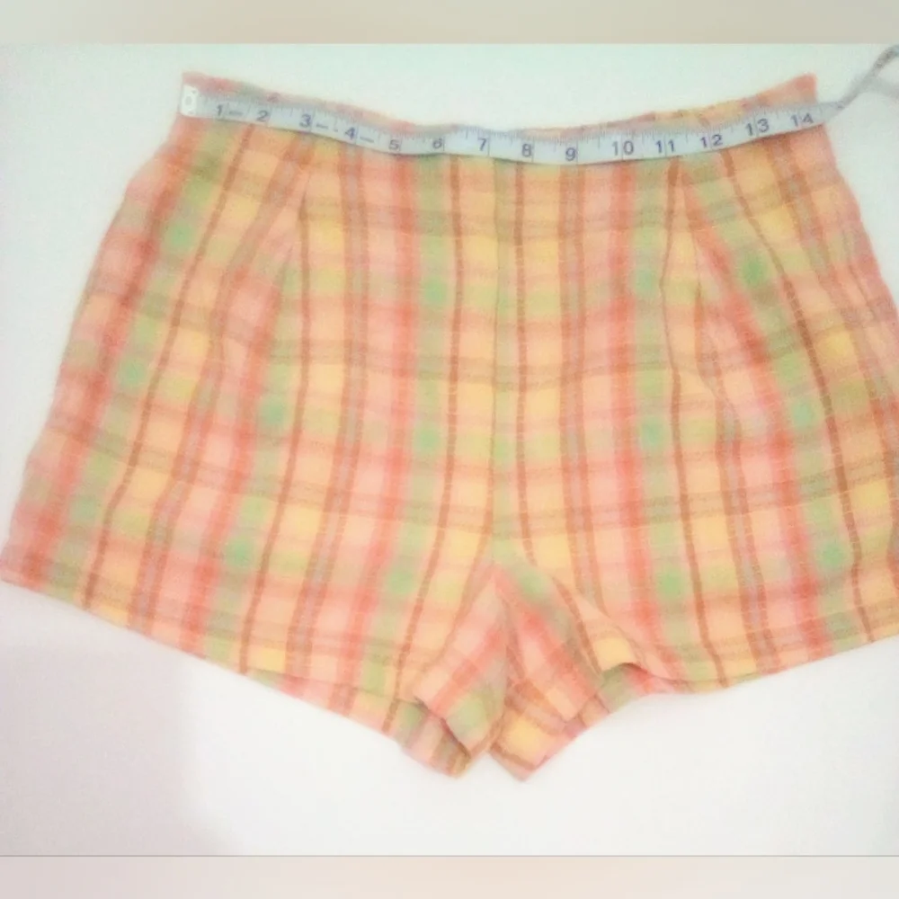 Billabong 100% Cotton Pastel Plaid High Waist Shorts Size M Vacation Summer